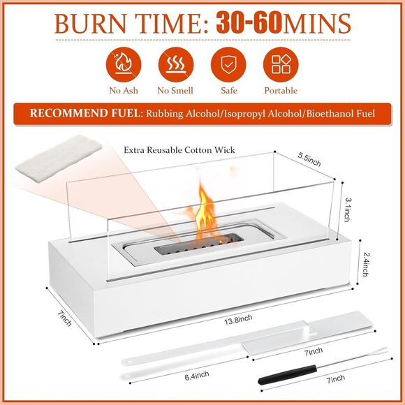 2 Pack Mini Fire Pit Tabletop Portable Fireplace Marshmallow Roasting Wht - Picture 2 of 3